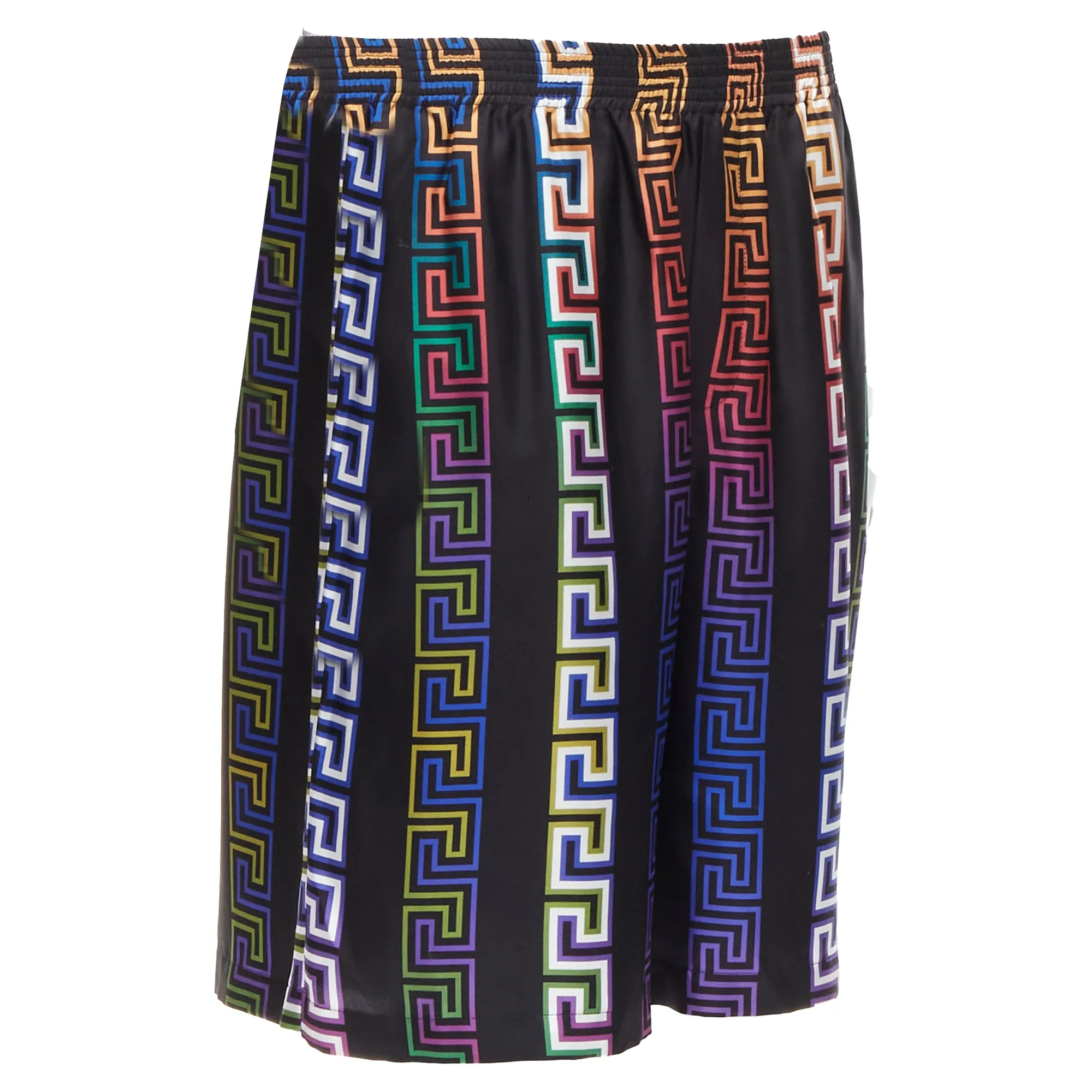 Versace Runway Neon Greca college fit silk twill shorts