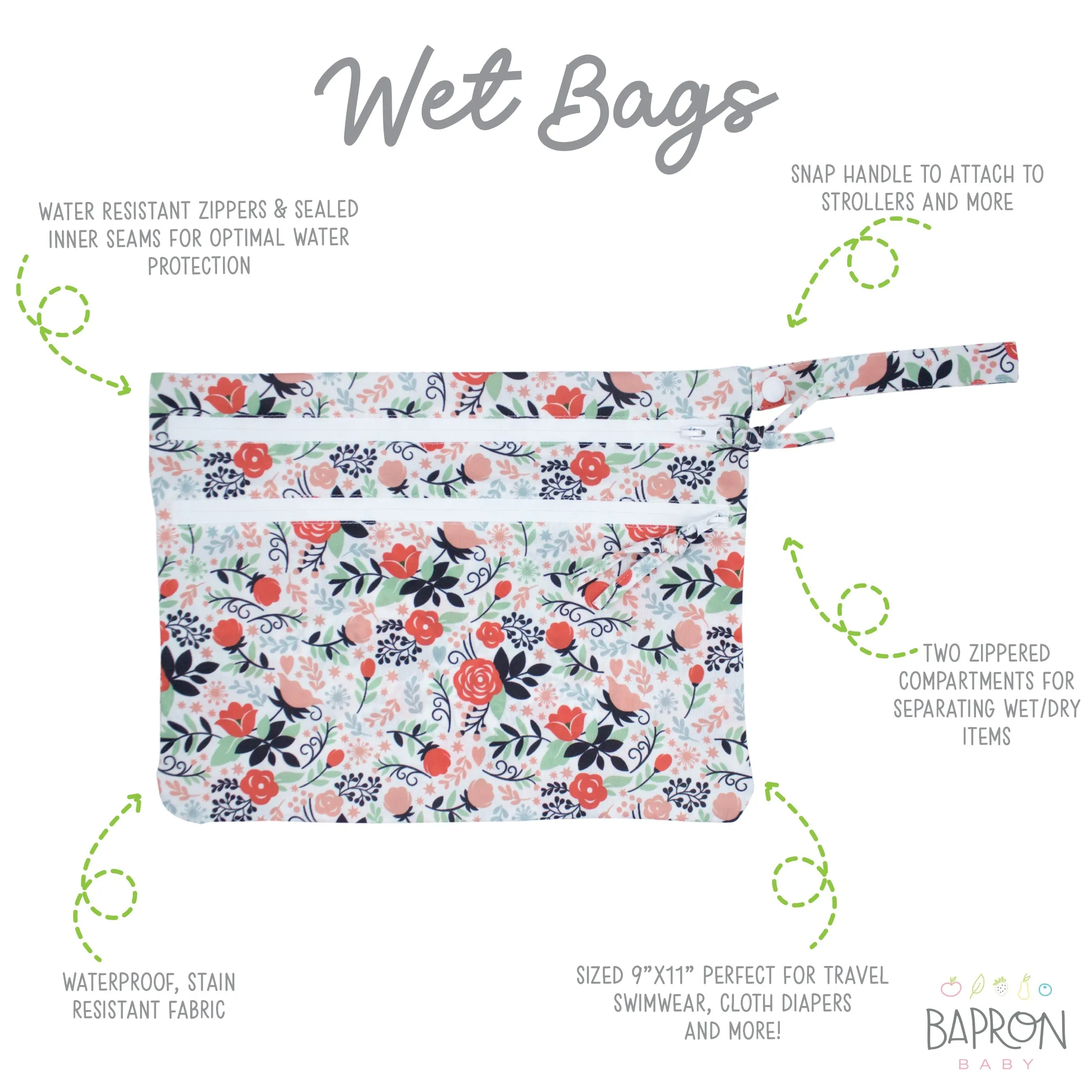 Vintage Rose - Waterproof Wet Bag (for Mealtime, On-the-go, And More!) Babykids_Bapron-Baby