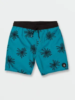 Volcom Polly Pack Elastic Waist Boys Swim Trunks (Age 8-14) Electric Blue Volcom
