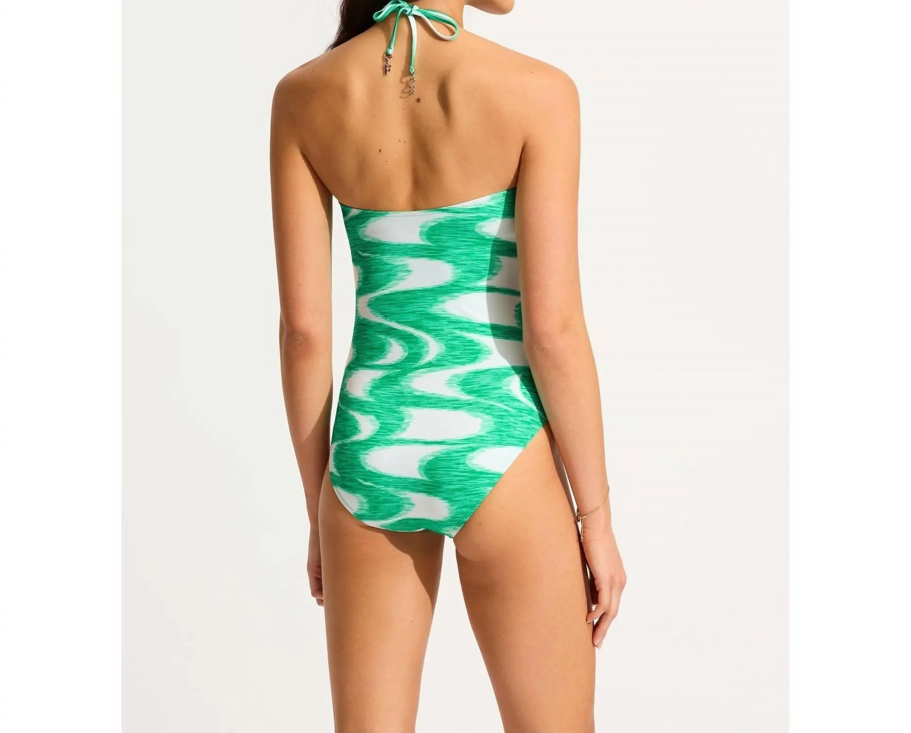 Wavelength U Wire Bandeau One Piece In Jade
