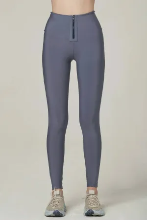 Women's Case Closed Zippered Leggings In Blu-S Steel Blue