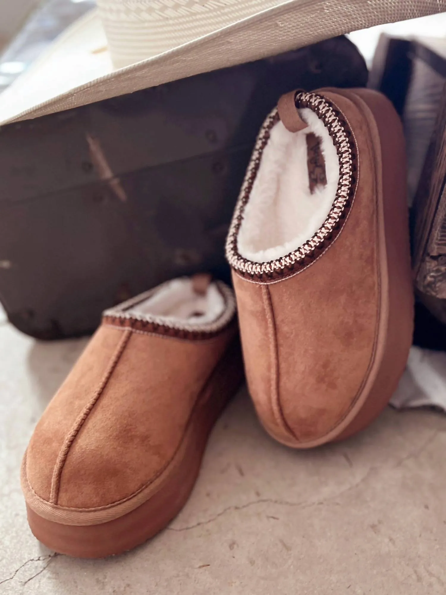 Women's Charlie Tan Platform Fuzzy Slippers In Brown