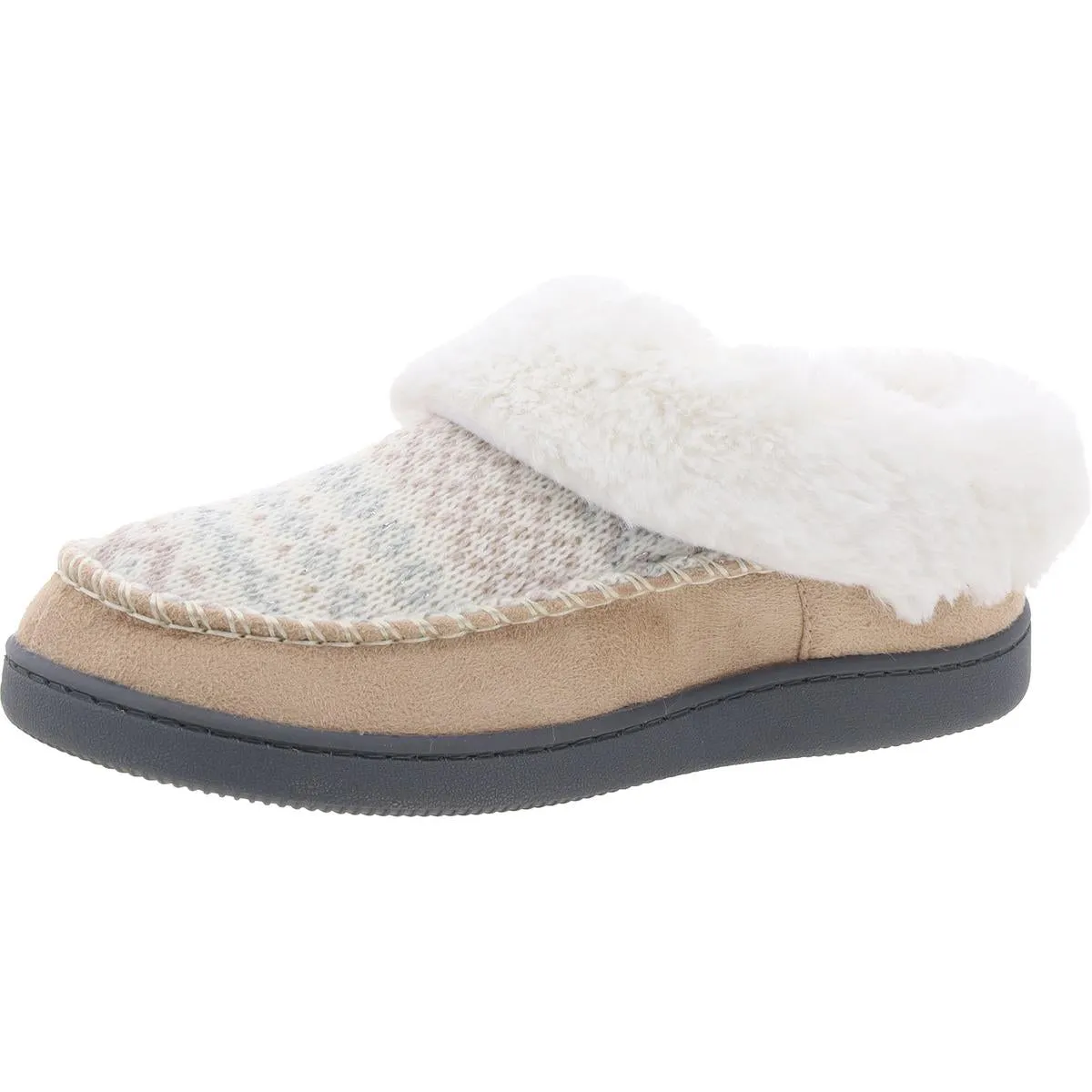 Womens Faux Fur Lined Faux Suede Scuff Slippers