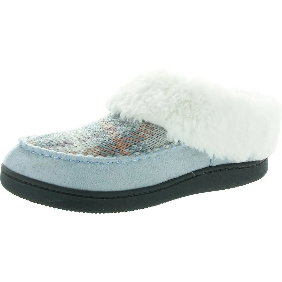 Womens Faux Fur Lined Faux Suede Scuff Slippers