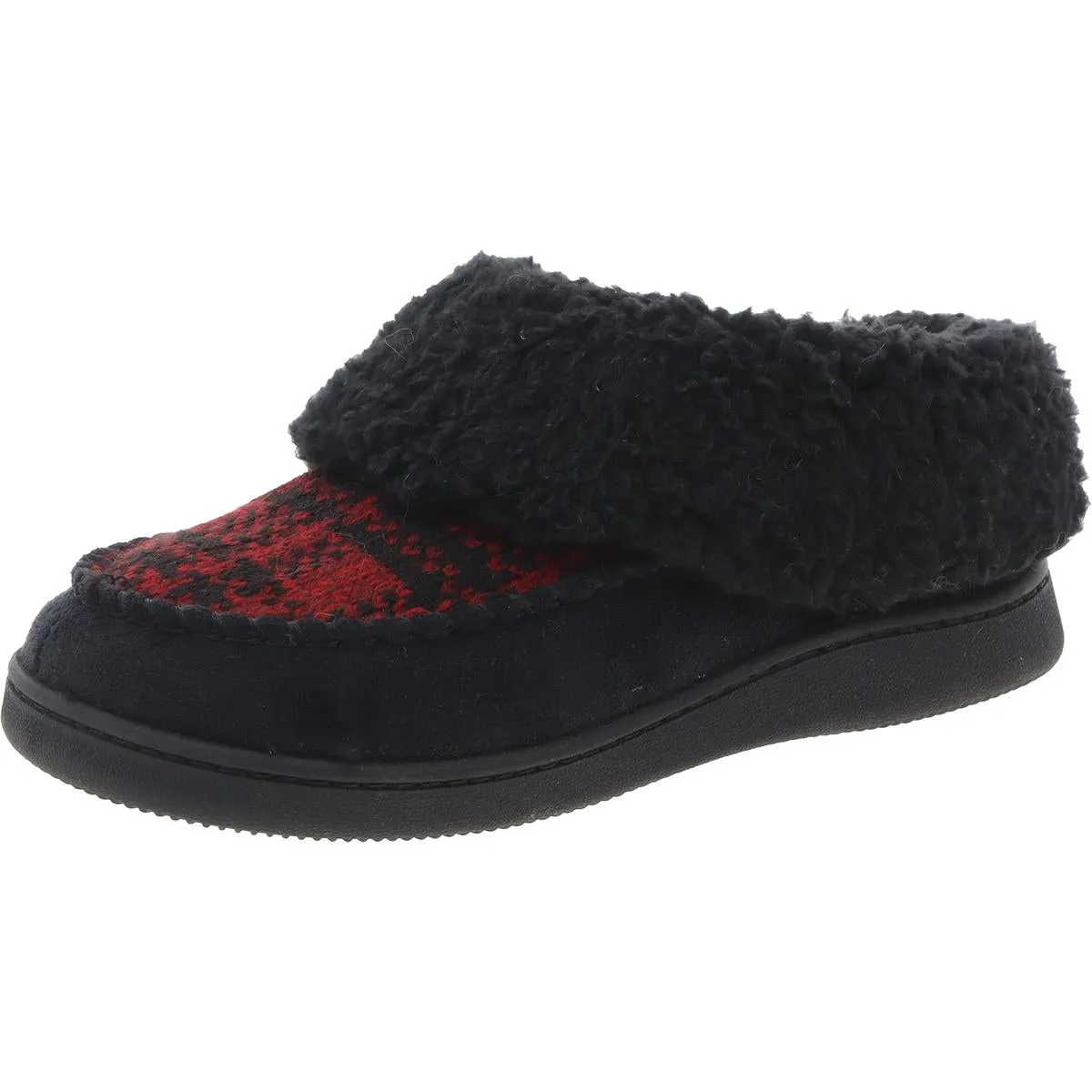 Womens Faux Fur Lined Faux Suede Scuff Slippers