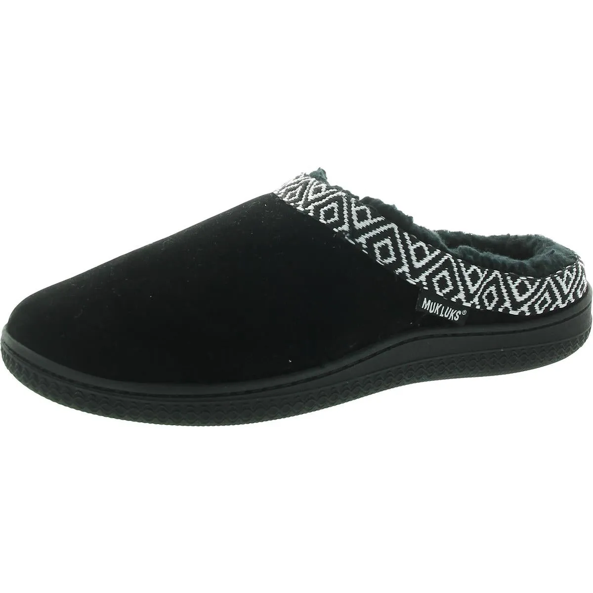 Womens Faux Fur Lined Faux Suede Slide Slippers