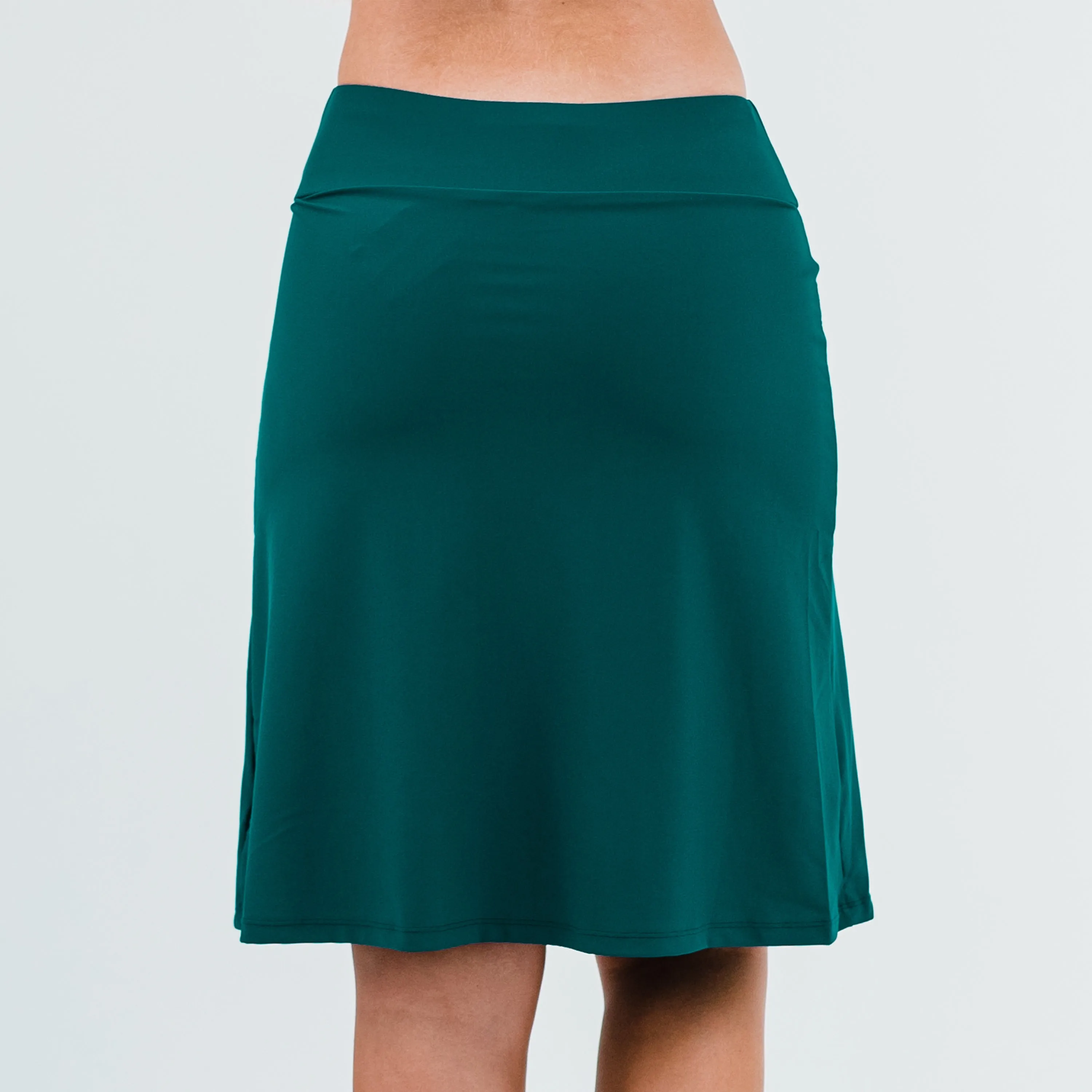 Women's High Waisted Knee Length Swim Skirt With Attached Bike Shorts
