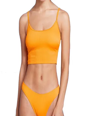 Women's Ribbed Swimwear Top,Orange