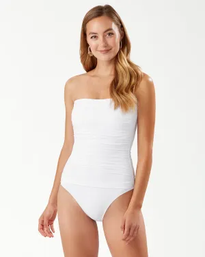 Womens Tommy Bahama Swimwear Tommy Bahama Pearl Shirred Bandeau Swimsuit - White *