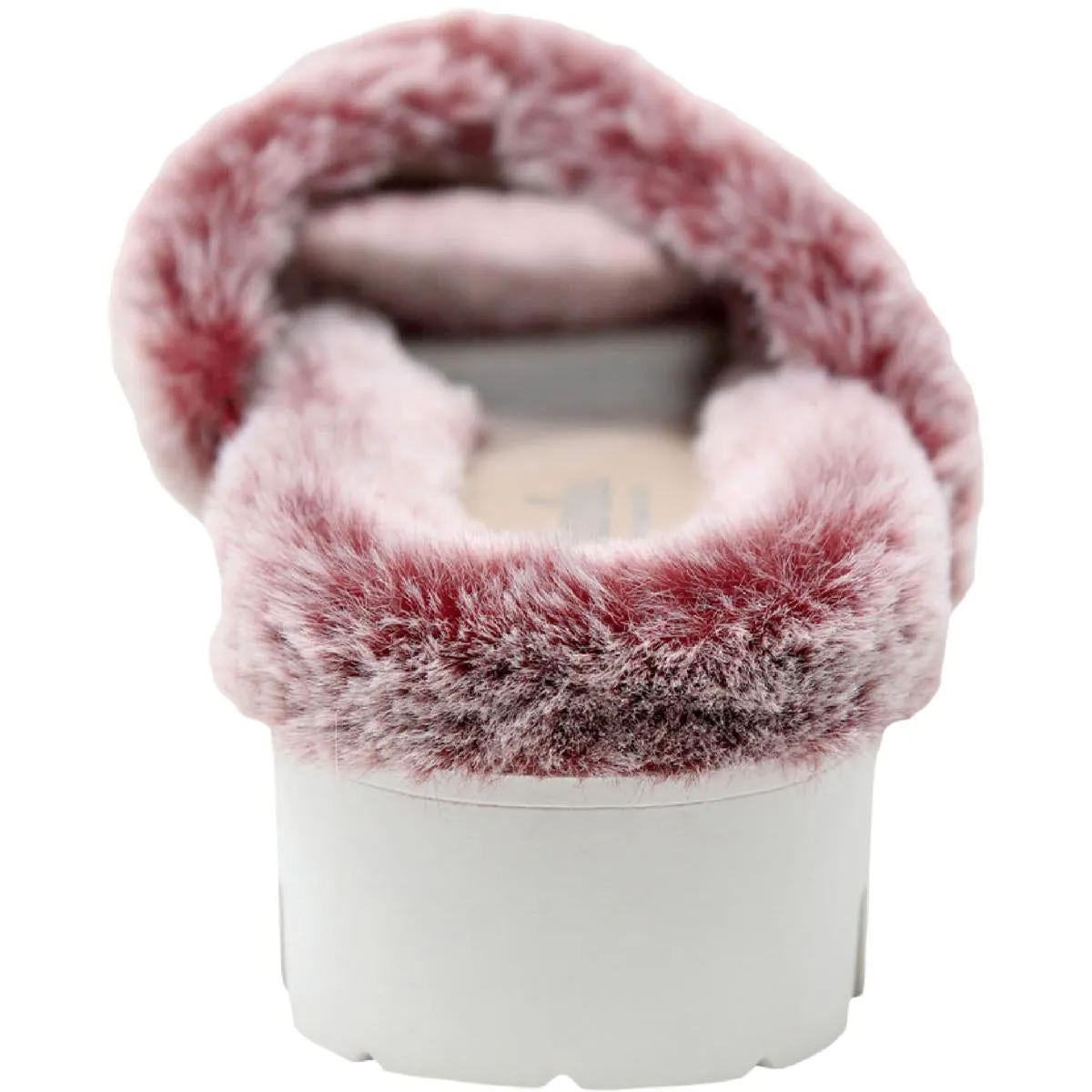 Zealous Womens Faux Fur Lugged Sole Flatform Sandals